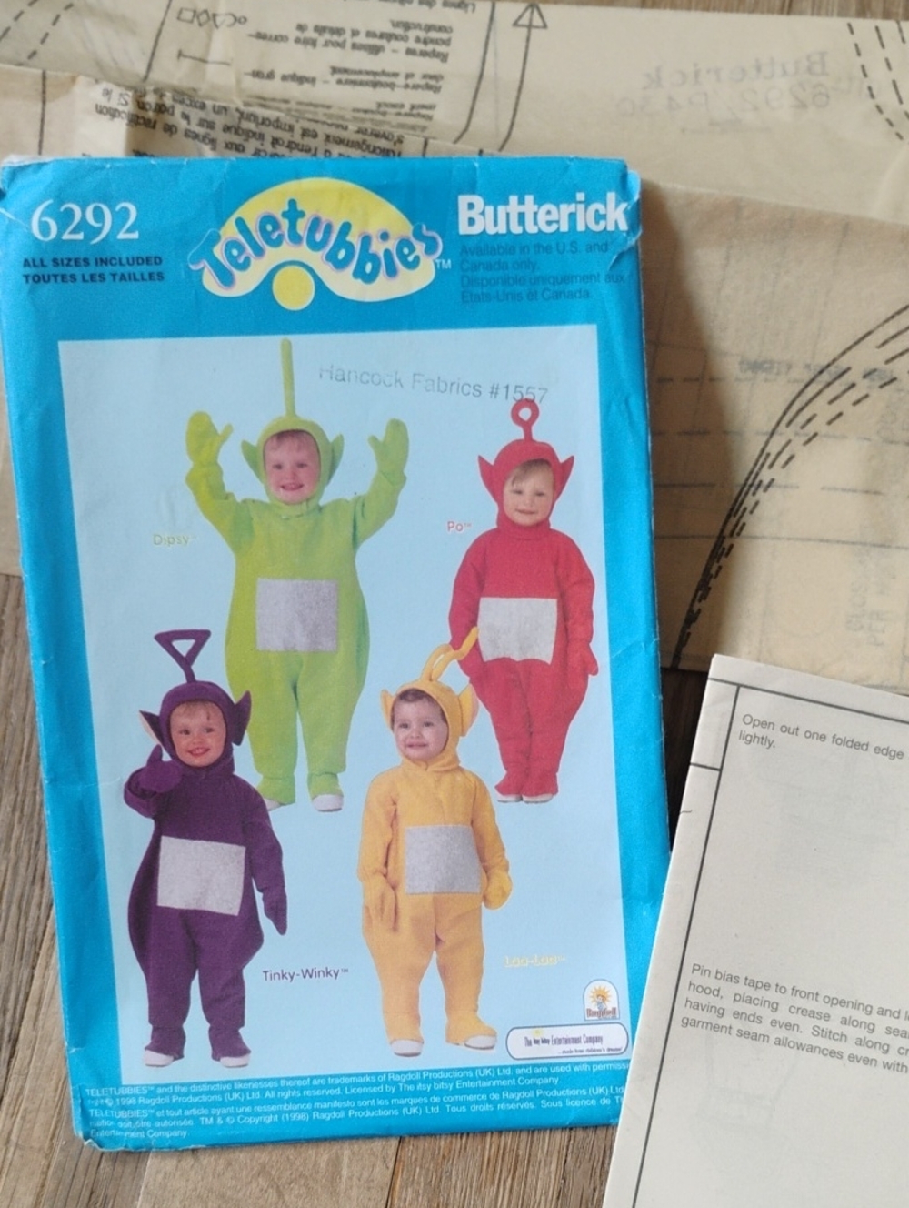 Vintage Teletubbies Pattern Butterick  6292